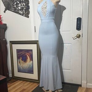 Chic Backless Light Blue Dress